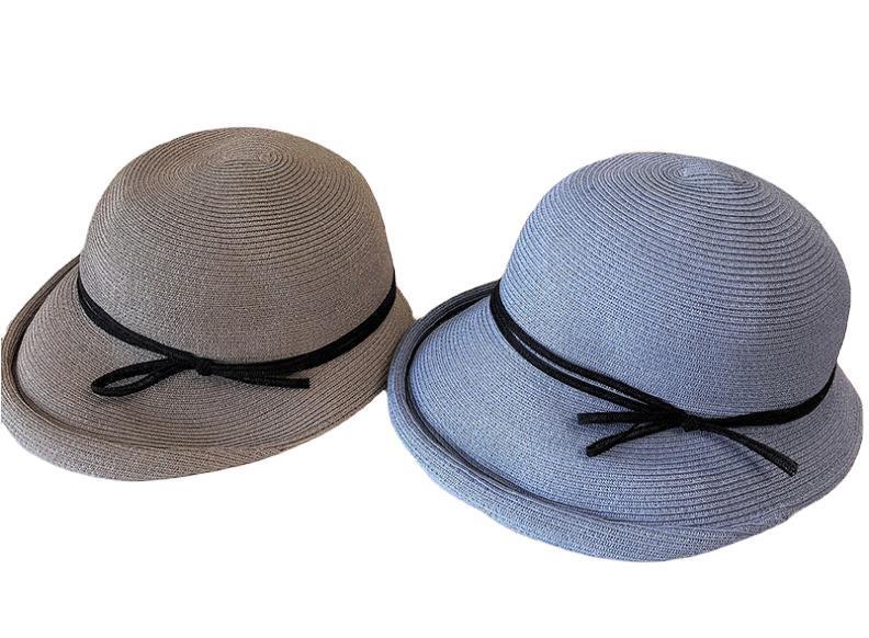 Hepburn style straw hat, retro and youthful, making the face look smaller, foldable Japanese grass sun hat, children, summer beach Item Picture