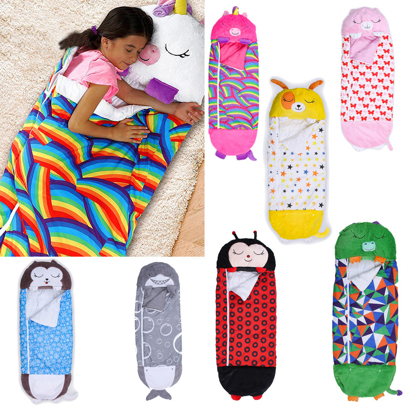 Customized happynappers children's sleeping bags, unicorn baby cartoon prints, warm and anti-kick quilts, and sleeping clothes for cross-border use