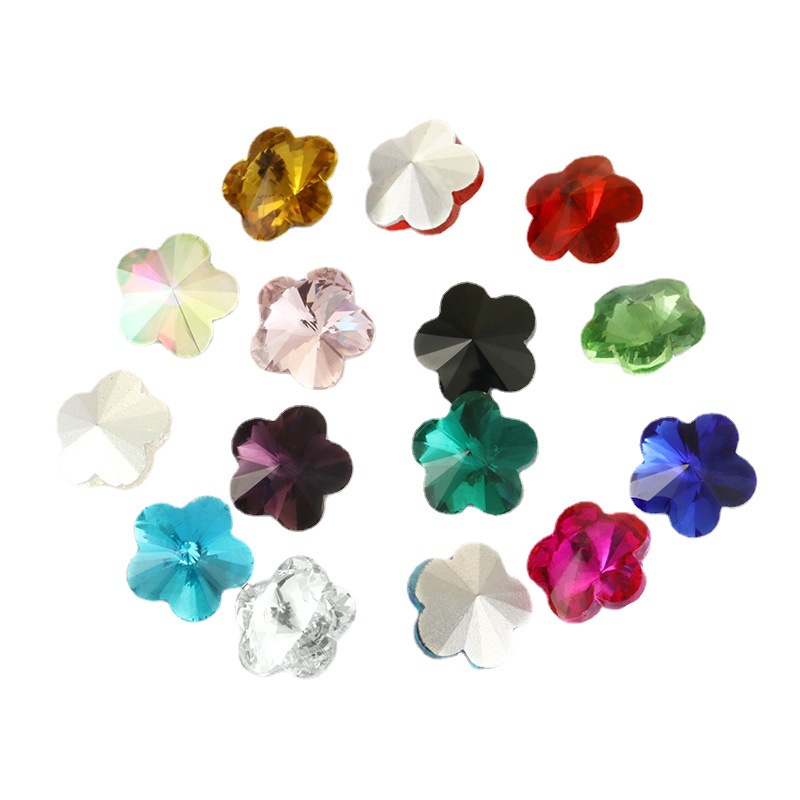 Wholesale plum blossom diamond pointed bottom glass water diamond, mobile phone diamond sticking material, diy jewelry accessories, irregular-shaped crystal diamond Item Picture