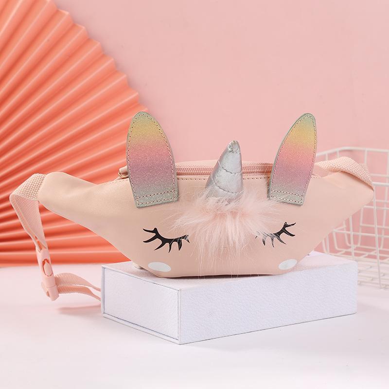 Unicornio cartoon PU una bolsa de hombro pequeña niña linda bolsa de cintura de ojos grandes niños kindergarten bolsa crossbody bolsa de pecho details Picture