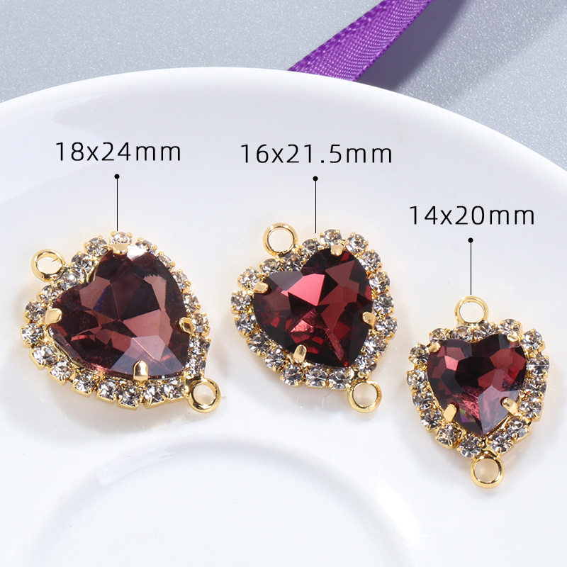 DIY heart-shaped double-ring double-hanging crystal buckle clothing accessories, edge trim diamond crystal hanging ring accessories Specification image