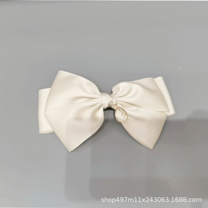 New Ribbon Double Bow Pearl Women Hairpin Simple Fashion Back Head One-Line Hair Clip Accessories Manufacturers Specification drawing