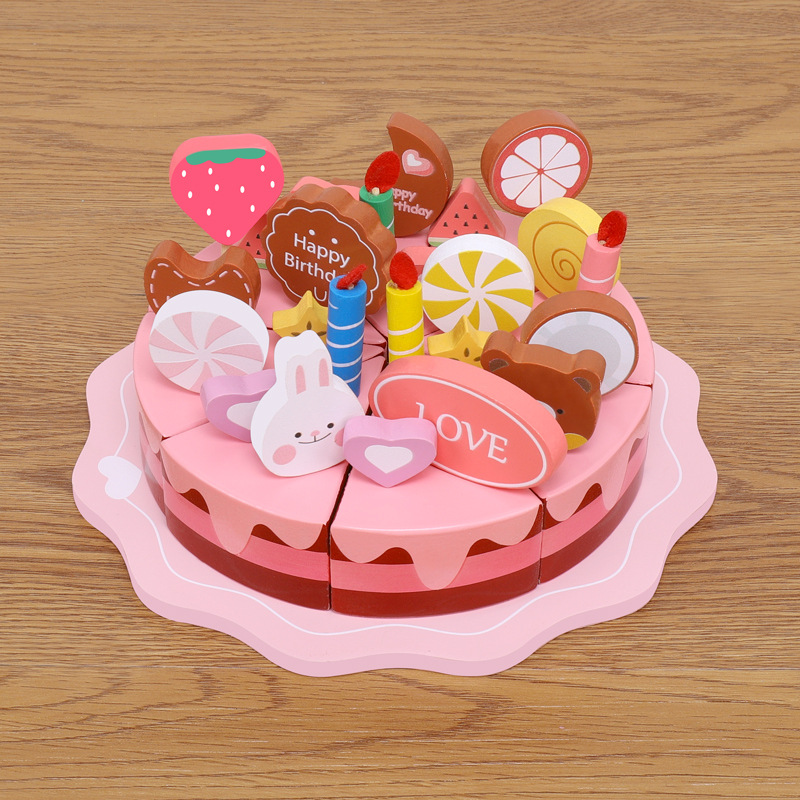 Wooden simulation cake girl house play toy set, children's mini kitchen, Chekele kindergarten teaching AIDS details Picture