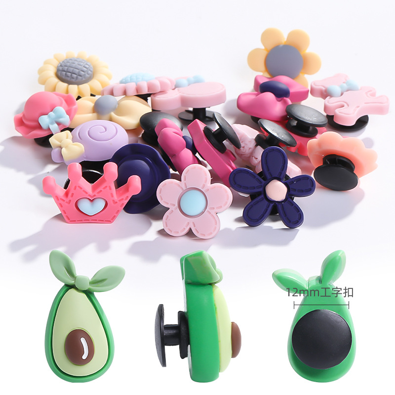 新款卡通鞋花鞋扣 网红洞洞鞋 沙滩鞋饰品扣 diy水晶工字扣混装款