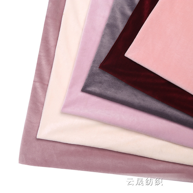 Plain cationic fine strip fabric, spandex fine pit strip plush fabric, home textile, home wear, plush fabric custom-made and wholesale