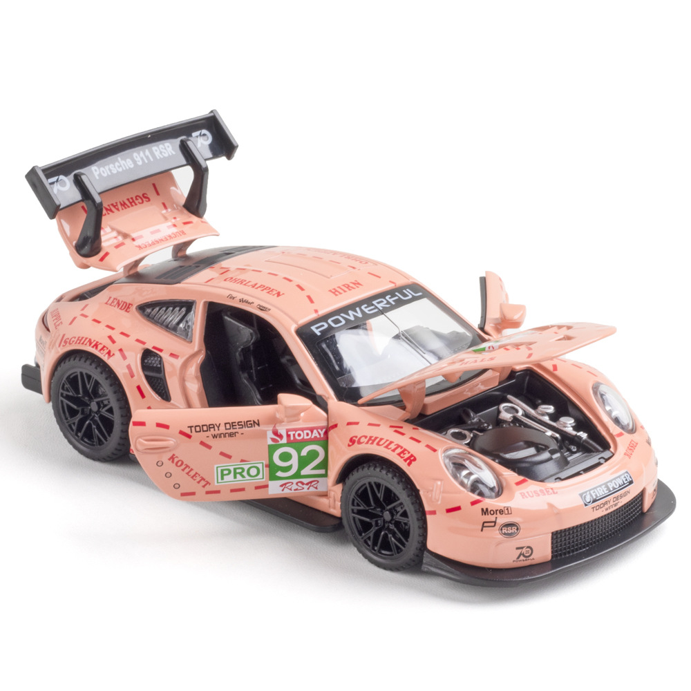 新豪迪保时捷911RSR合金车模1:32回力跑车仿真汽车模型儿童玩具车图