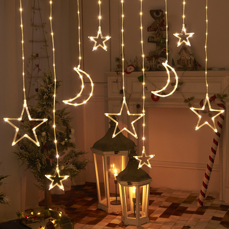New led star lights curtain lights bedroom window decoration scenery lights string lights full star lights wholesale