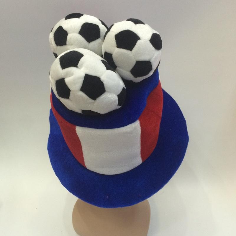 Qianfang Festival Wig hat in blue, white and red, French football festival cap top, little football fan hat 5543 Application Scenario