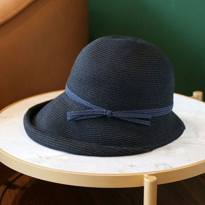 Hepburn style straw hat, retro and youthful, making the face look smaller, foldable Japanese grass sun hat, children, summer beach undefined