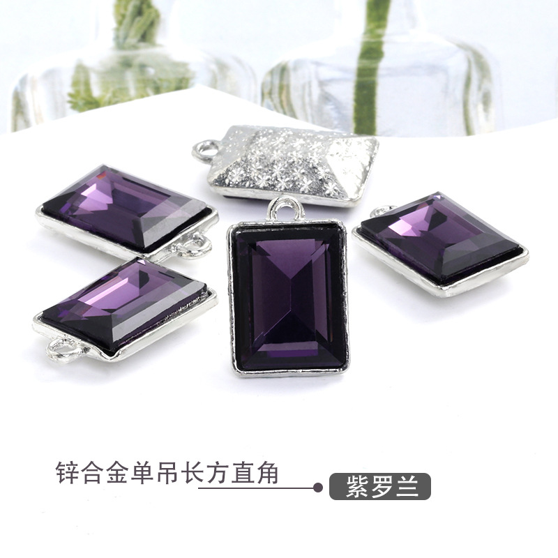 Factory wholesale rectangular glass single hanging diy jewelry accessories, clothing accessories, rectangular right-angle glass pendants undefined