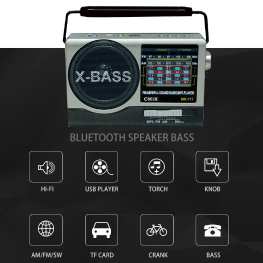 cmik retro trend fashion portable player radio multi-band mk-117 with flashlight Specification image
