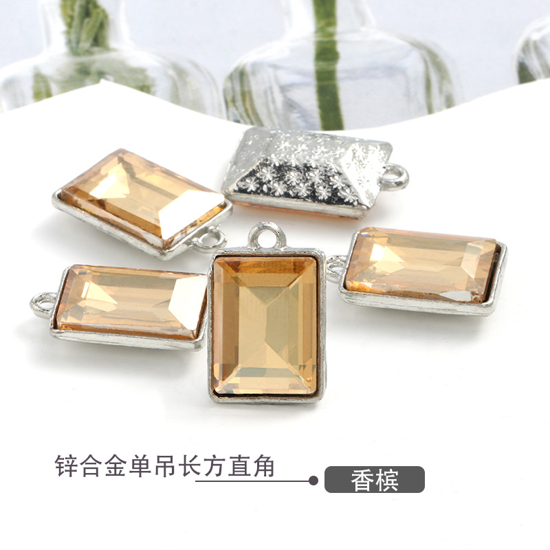 Factory wholesale rectangular glass single hanging diy jewelry accessories, clothing accessories, rectangular right-angle glass pendants undefined