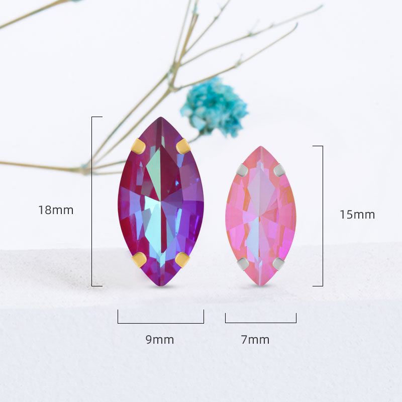 Factory wholesale of horse eye claw drill, Mocha fluorescent special-shaped glass drill, diy clothing accessory materials, Mocha Phantom color Specification image