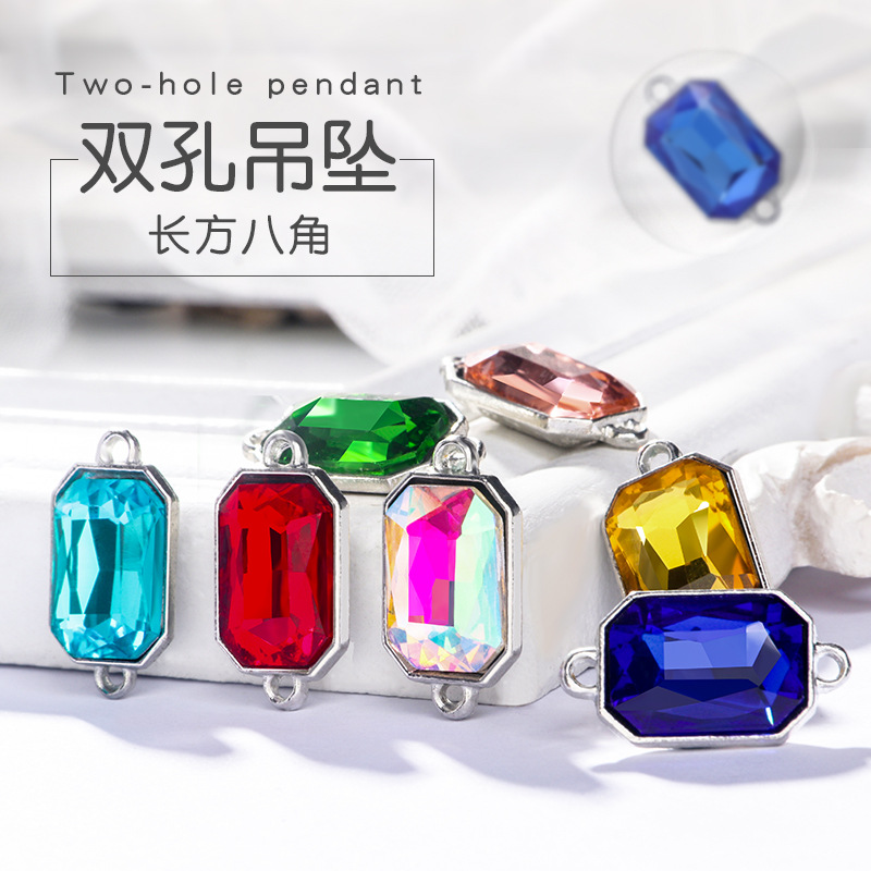 The manufacturer supplies rectangular octagonal double-hole pendants, glass rhinestones, diy necklaces, earrings, and crystal diamond pendants