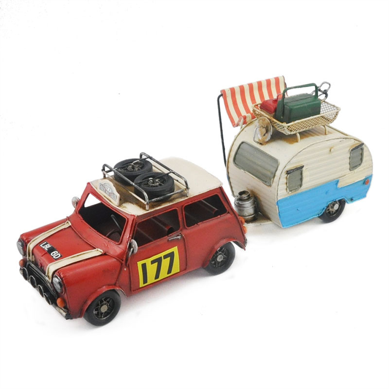 姐弟经典手工小号新款创意家居 zakka复古手工露营房车 迷你酷博模型时尚摆件 金属工艺品