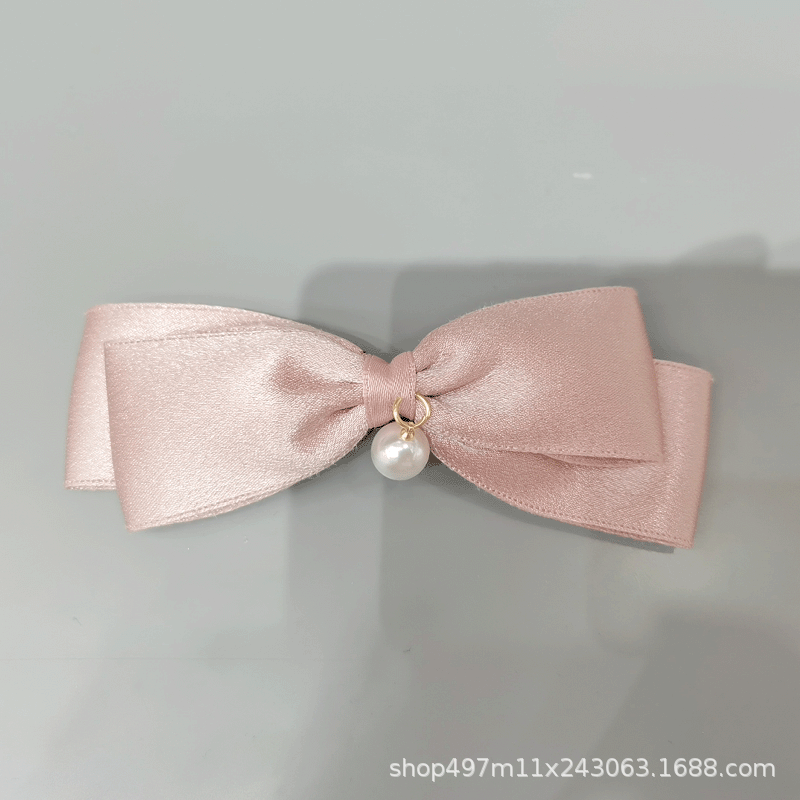 The New Ribbon Pearl Bow Double Hair Clip Back Head One Word Clip Simple Fashion Women Hair Accessories Manufacturers Specification drawing
