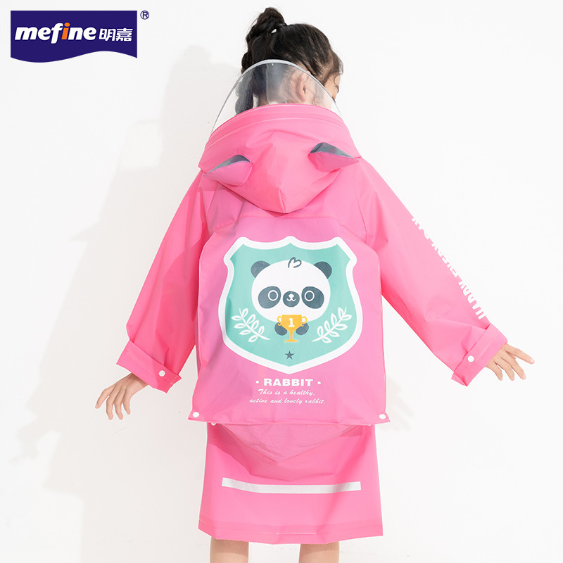 mefine Mingjia EVA Enlarged transparent brim cartoon children's raincoat, outdoor student boys' and girls' raincoat details Picture