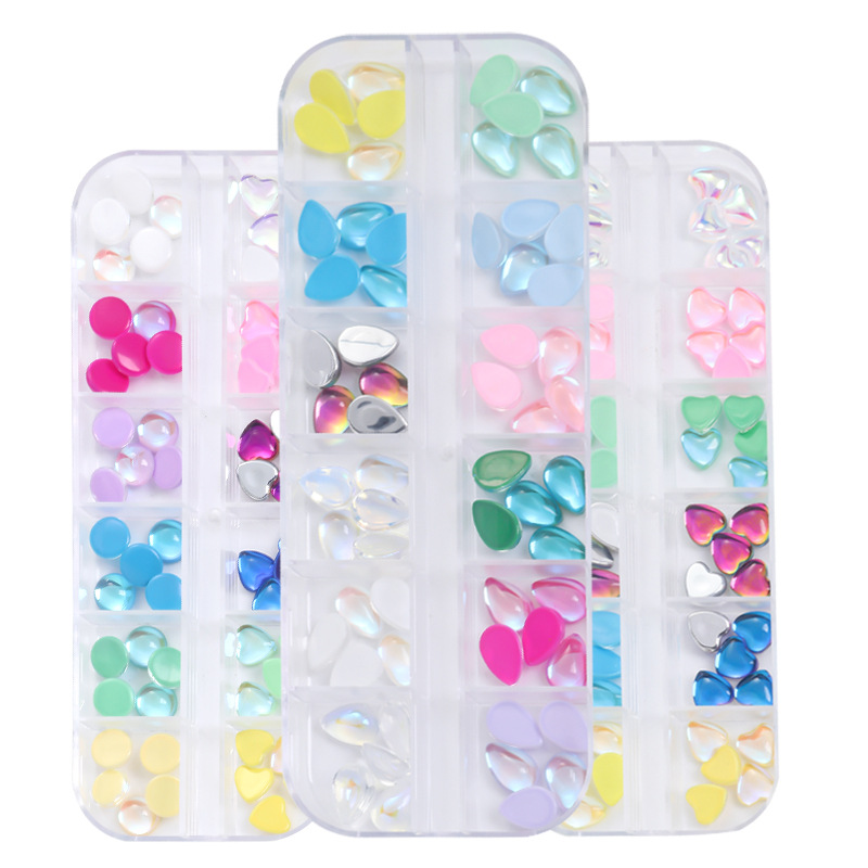 Cross-border nail art 12-compartment plain mixed box set, nail drill nail patch box set, nail drill Mocha electroplated mixed set Item Picture