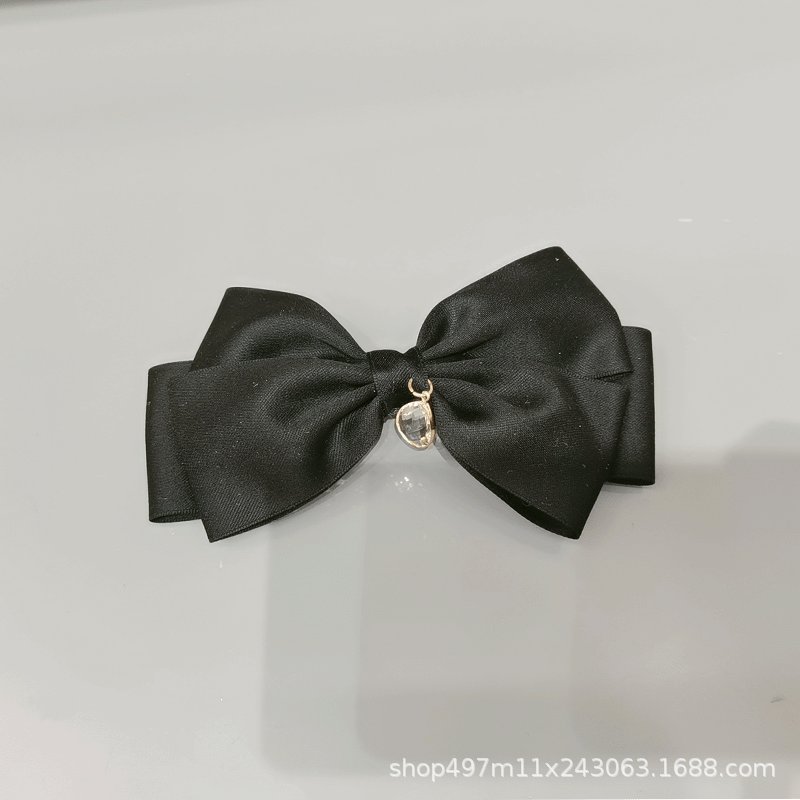 New Ribbon Double Bow Pearl Women Hairpin Simple Fashion Back Head One-Line Hair Clip Accessories Manufacturers details Picture