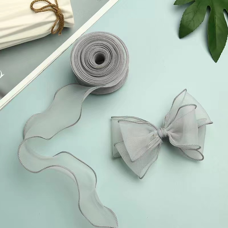 4cm雪纱婚礼彩带鱼尾纱 DIY韩版涤纶织带蝴蝶结丝带厂家直供详情图13