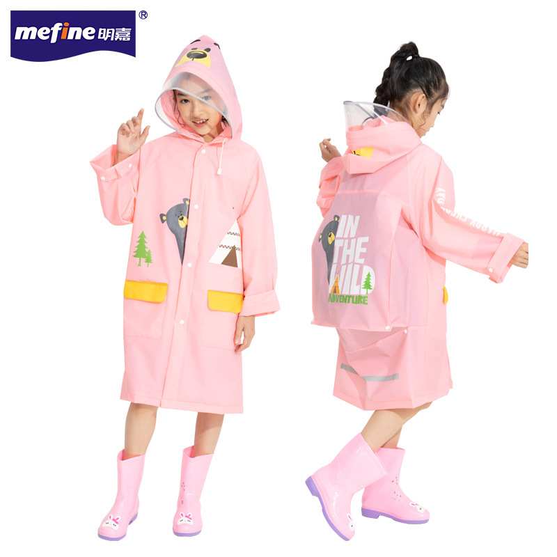 mefine Mingjia EVA Enlarged transparent brim cartoon children's raincoat, outdoor student boys' and girls' raincoat undefined