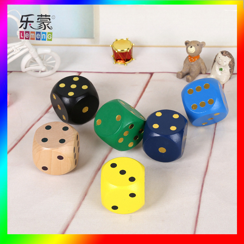 Large wooden toy dice wooden game dice children's building blocks number points six sides 5cm custom cross-border