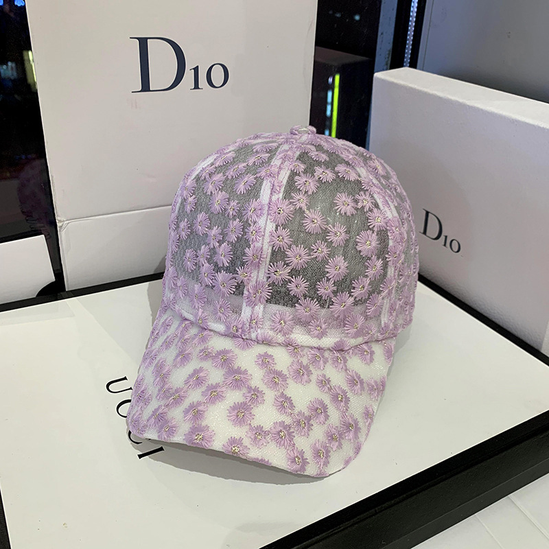 Summer Korean version of sun hat, Instagram chrysanthemum lace breathable baseball cap, fresh and cute cap, women's baseball cap details Picture
