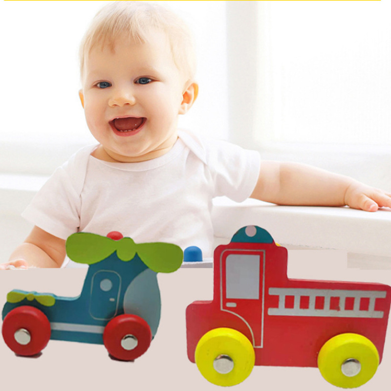 Children's wooden car toy mini 0-4 years old boys and girls educational animal wooden diorama foreign trade wholesale details Picture