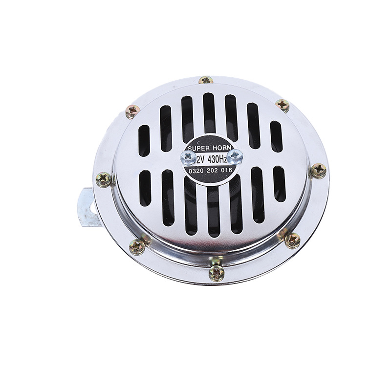 12V electroplated basket-type car horn, high-power with cover, high and low frequency car horn, factory direct sales and wholesale details Picture
