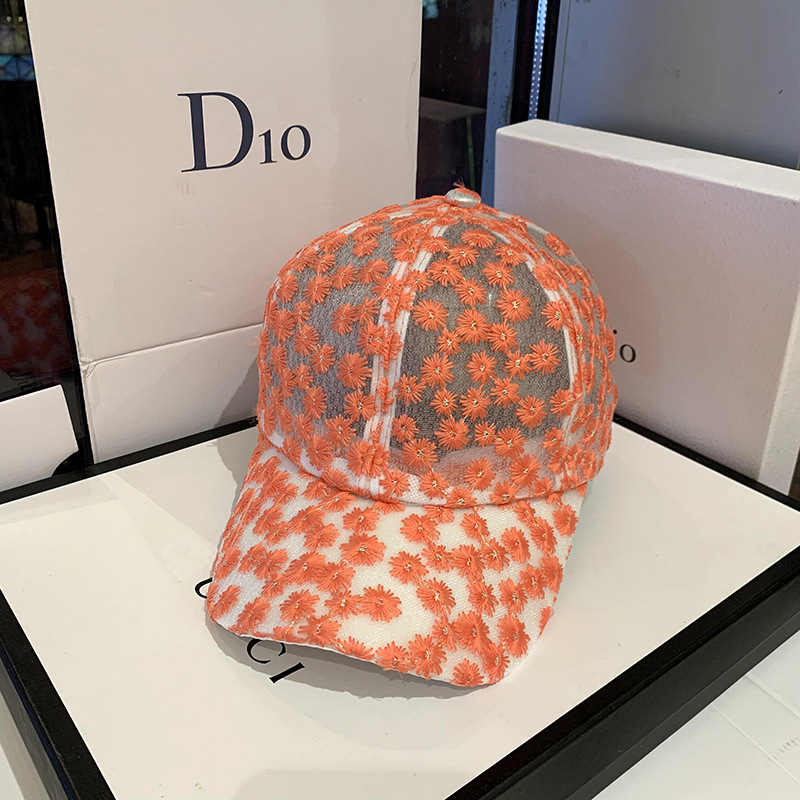 Summer Korean version of sun hat, Instagram chrysanthemum lace breathable baseball cap, fresh and cute cap, women's baseball cap undefined