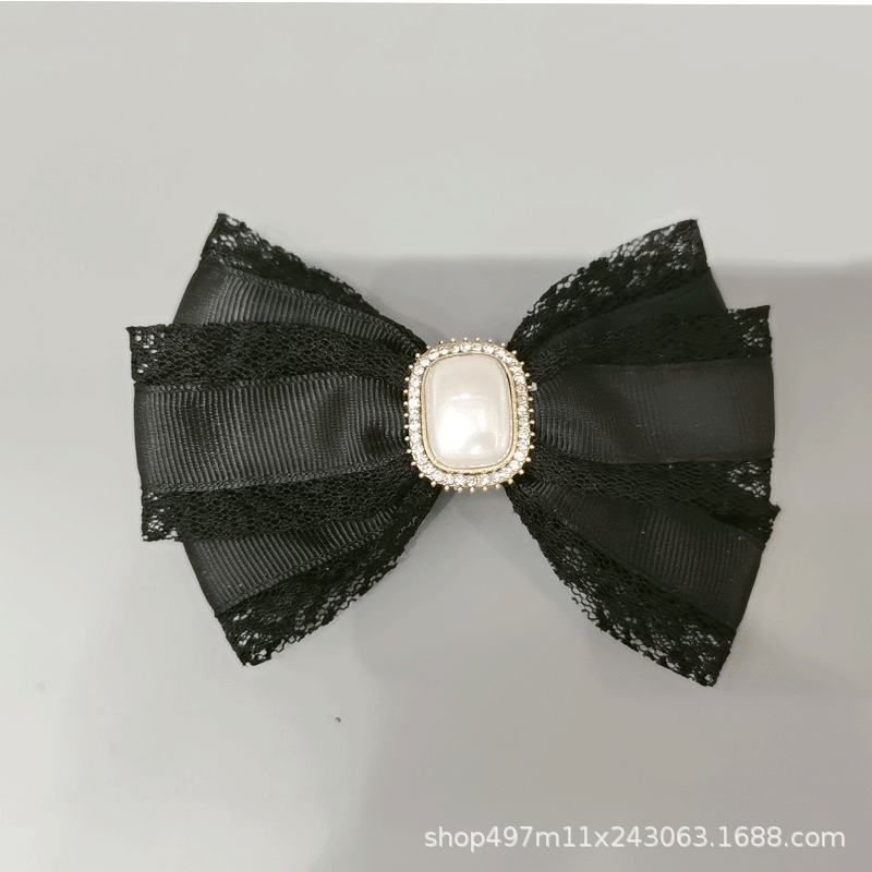 New Korean Lace Bow Back Head Clip Women Simple Fashion Hair Accessories Manufacturers Direct Supply Specification drawing