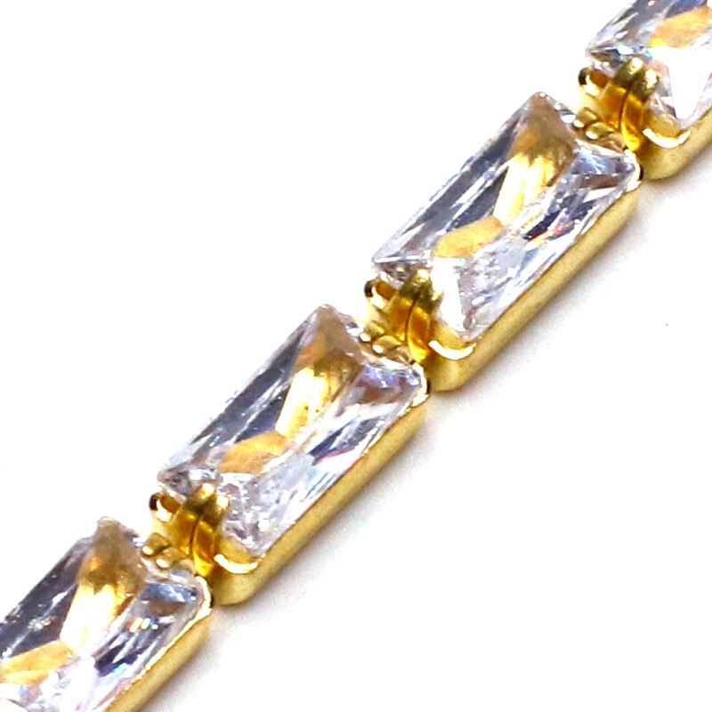 【 Rectangular 】2.5*5mm vertical dense zircon claw chain copper studded with diamonds handcrafted chain nail art diamond accessory Item Picture