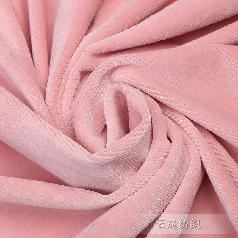 Plain cationic fine strip fabric, spandex fine pit strip plush fabric, home textile, home wear, plush fabric custom-made and wholesale details Picture