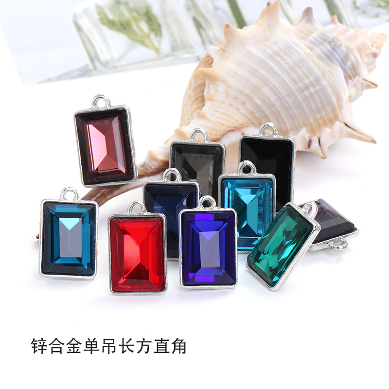 Factory wholesale rectangular glass single hanging diy jewelry accessories, clothing accessories, rectangular right-angle glass pendants