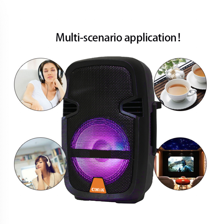 8-inch square dance speaker, outdoor karaoke mobile hand-held lever speaker, high-power subwoofer, singing and dancing, Bluetooth Application Scenario