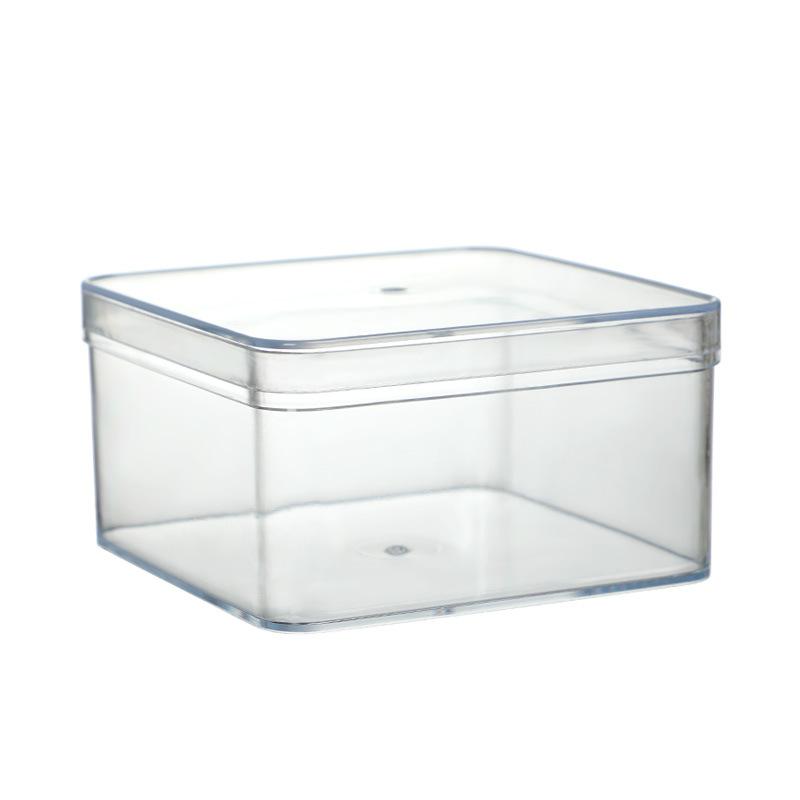 食品巧克力糖果盒烘焙饼干坚果包装盒PS透明饼干盒塑料四方盒批发白底实物图