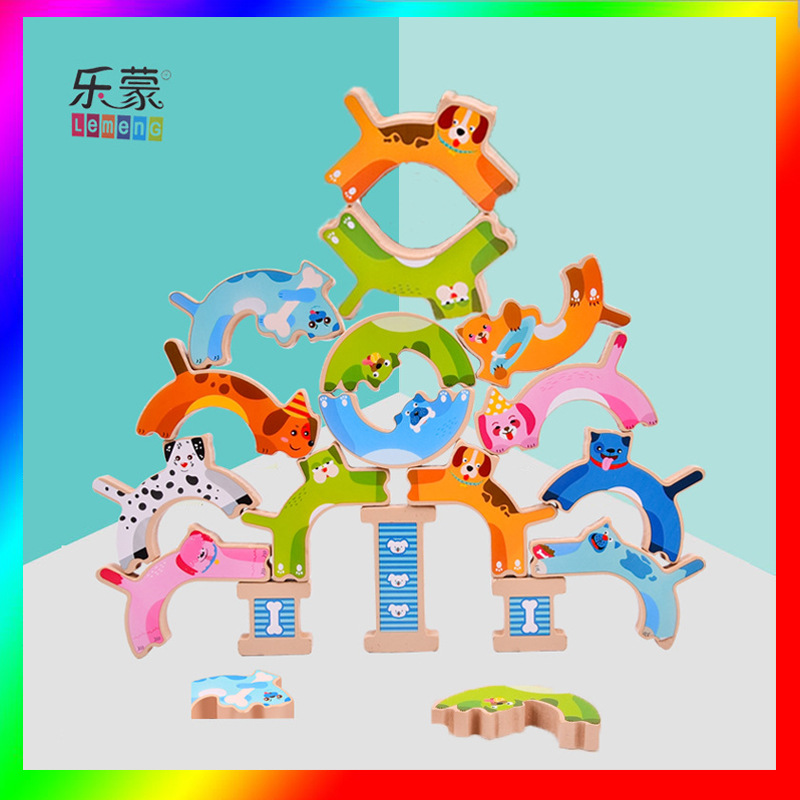 Domino, Dog Stacking, Tall Strongman Stacking, board game, balance building blocks, adult stress-relieving wooden toys