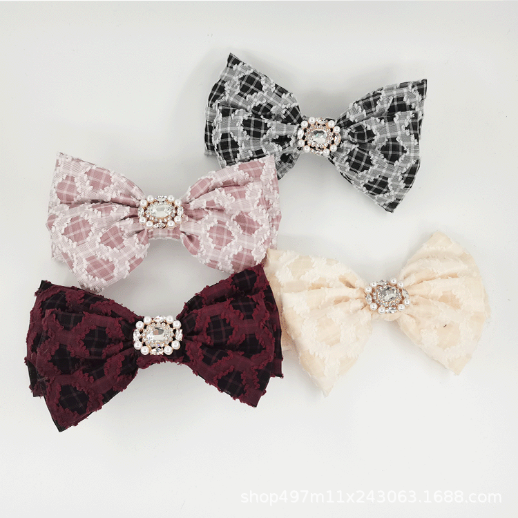 New Korean Diamond-Shaped Double Butterfly Hairpin Knot Pearl Accessories Fashion Temperament Hairpin Head Accessories Manufacturers Direct Supply