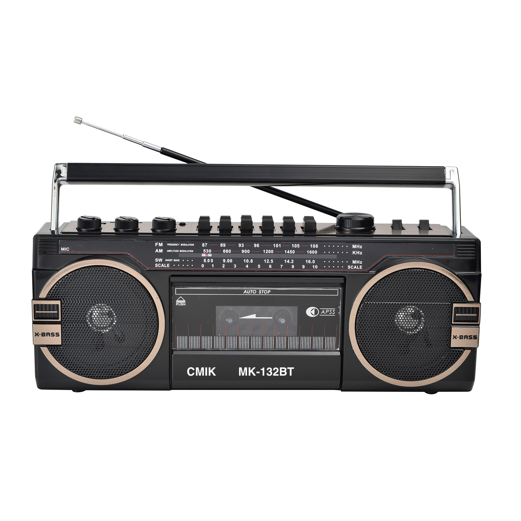 cmik tape recorder, an old-fashioned portable radio cassette player from the 1980s undefined