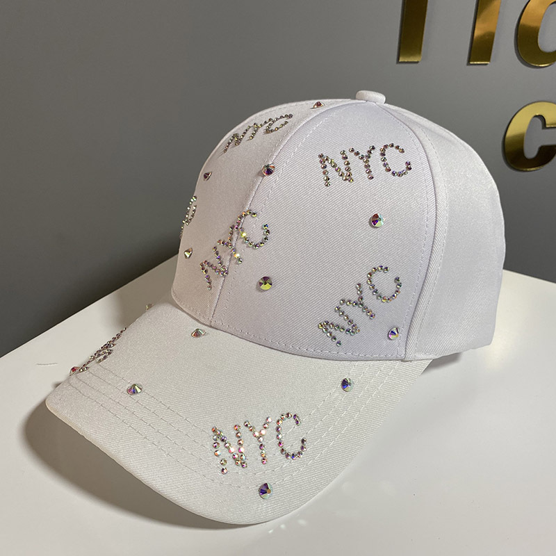 网红同款NYC水钻棒球帽女逛街时尚鸭舌帽旅游百搭防晒遮阳帽子男详情图9