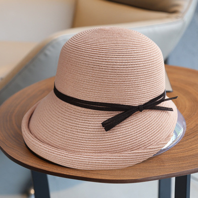 Hepburn style straw hat, retro and youthful, making the face look smaller, foldable Japanese grass sun hat, children, summer beach undefined