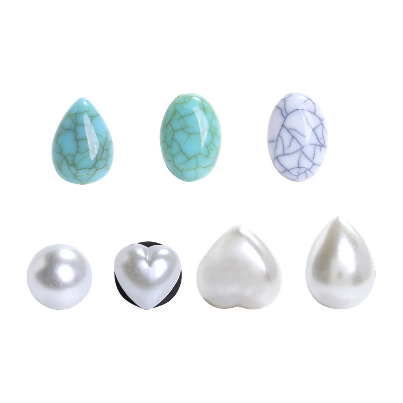 新款网红洞洞鞋松石珍珠配件 鞋钻饰品装饰扣配件 diy水晶工字扣白底实物图