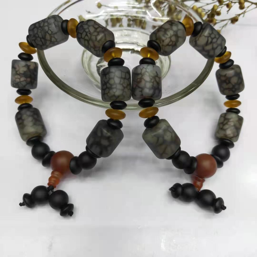 Guangshun Jewelry's new frosted black dragon pattern agate bracelet, diy Buddhist prayer beads, agate bracelet and bracelet manufacturer wholesale details Picture