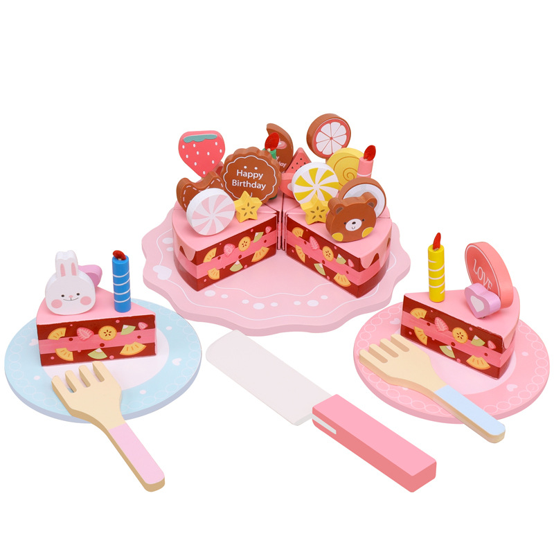 Wooden simulation cake girl house play toy set, children's mini kitchen, Chekele kindergarten teaching AIDS Item Picture