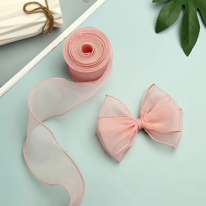 4cm雪纱婚礼彩带鱼尾纱 DIY韩版涤纶织带蝴蝶结丝带厂家直供详情图15