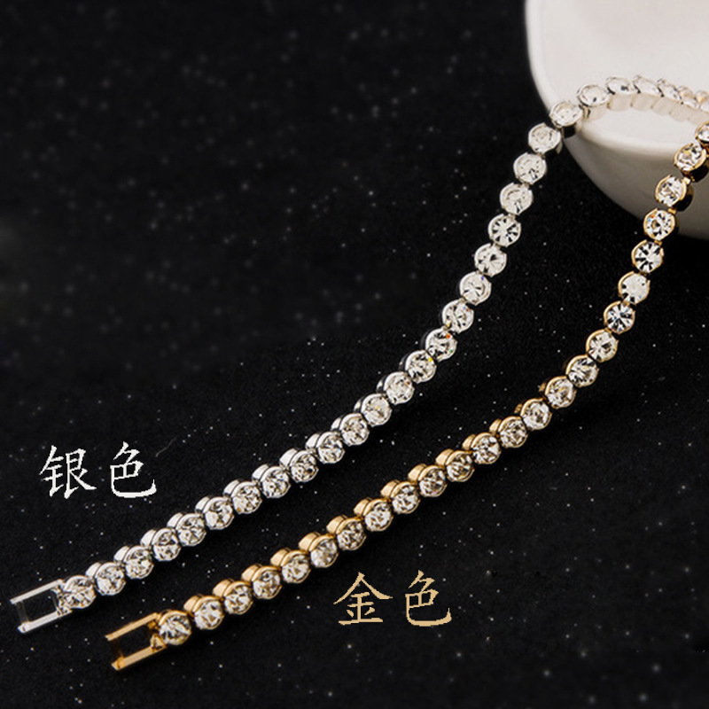 【3/4mm Bracelet for Women 】 Square-shaped claw chain fully set with rhinestones, handcrafted copper jewelry, clothing accessories in stock Application Scenario