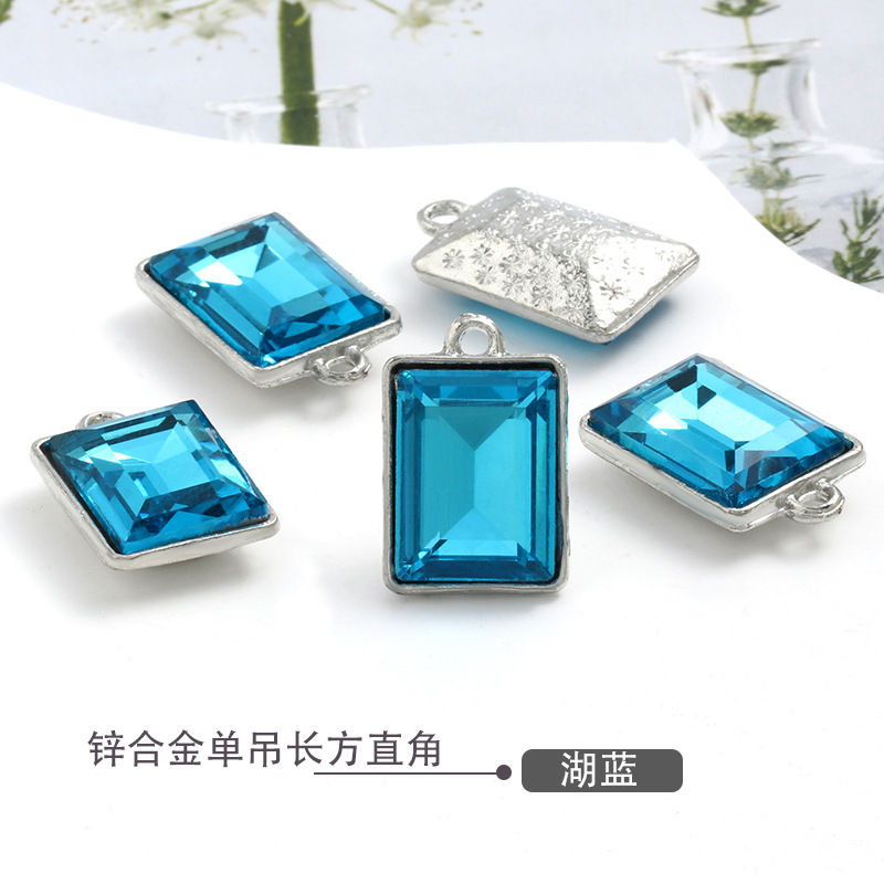 Factory wholesale rectangular glass single hanging diy jewelry accessories, clothing accessories, rectangular right-angle glass pendants undefined