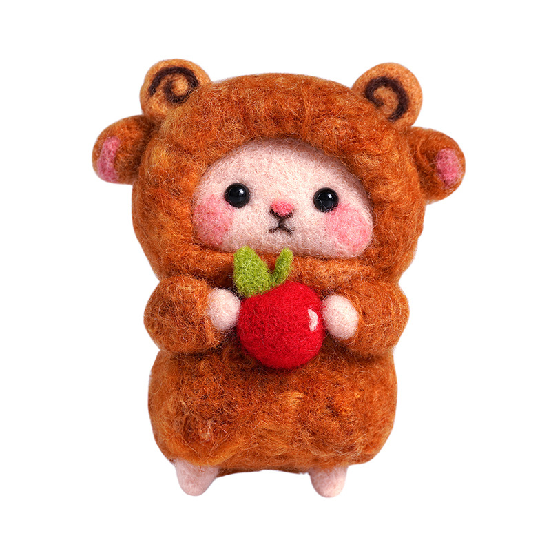 毛绒公仔 羊咩咩戳戳材料包 手工DIY羊毛毡戳戳乐白底实物图