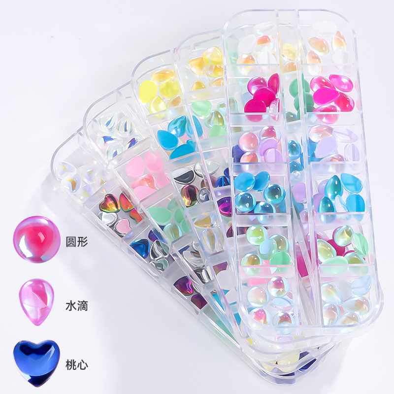 Cross-border nail art 12-compartment plain mixed box set, nail drill nail patch box set, nail drill Mocha electroplated mixed set Specification image