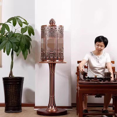 Tokuda new electric wheel hand pull plug electric drum Tantric painted alloy home decoration drum size Item Picture